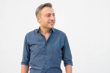 Mutlu, olgun, yakışıklı iş adamının portresi