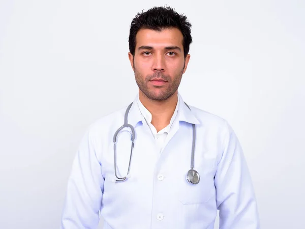 Studio Shot Handsome Turkish Man Doctor White Background — Stock Photo, Image