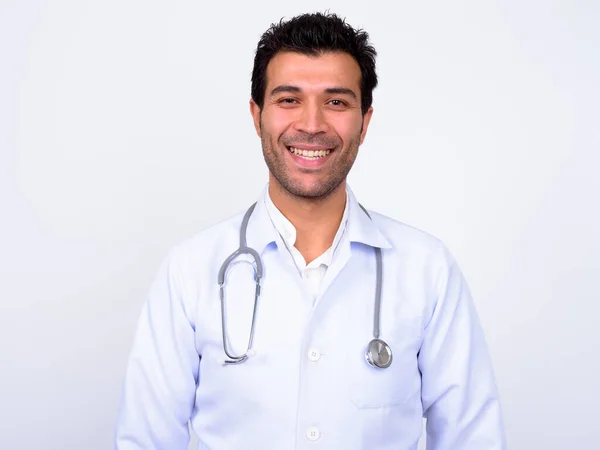 Studio Shot Handsome Turkish Man Doctor White Background — Stock Photo, Image