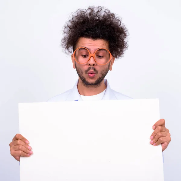 Studio Shot Handsome Turkish Man Doctor Curly Hair White Background Stock Image