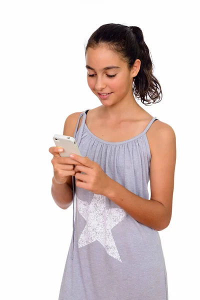 Studio Shot Young Beautiful Teenage Girl Wearing Sleeveless Dress Isolated — Stock Photo, Image