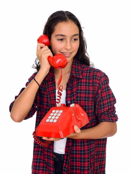 Studio Colpo Giovane Bella Ragazza Hipster Adolescente Isolato Sfondo Bianco — Foto Stock