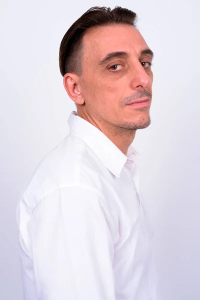 Studio Shot Mature Handsome Italian Businessman White Background — Stock fotografie