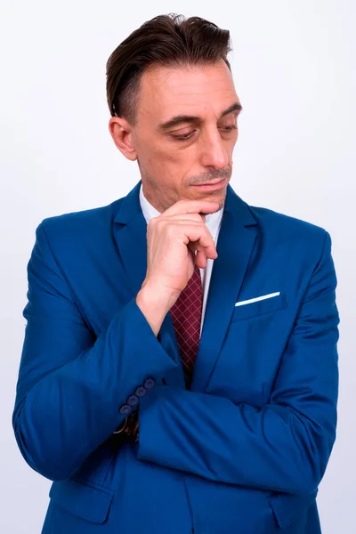 Studio Shot Mature Handsome Italian Businessman White Background — Stock fotografie