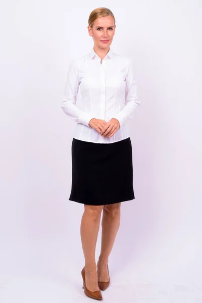 Studio Shot Beautiful Blonde Businesswoman White Background — Stock Fotó