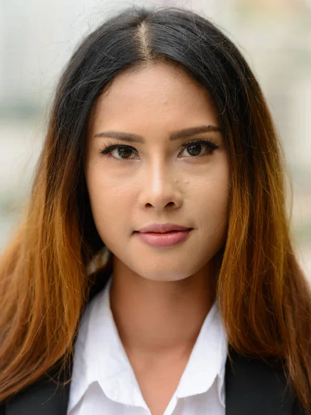 Portrait Young Beautiful Asian Businesswoman View City — Stock Photo, Image