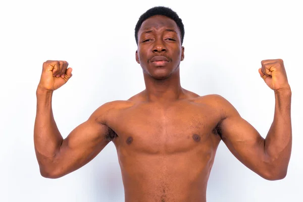 Studio Shot Young Handsome African Man Shirtless White Background — Stockfoto