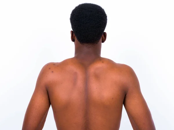 Studio Shot Young Handsome African Man Shirtless White Background — ストック写真