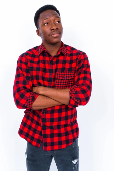 Studio Shot Young Handsome African Man White Background — Stock Photo, Image
