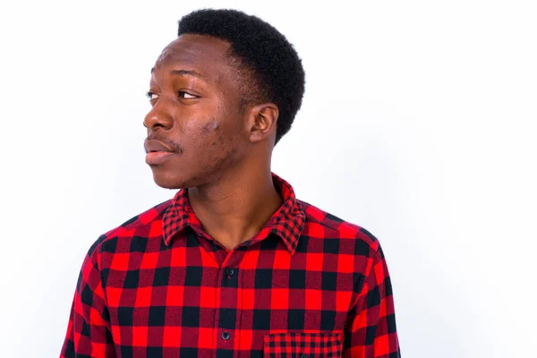 Studio Shot Young Handsome African Man White Background — Stock Photo, Image