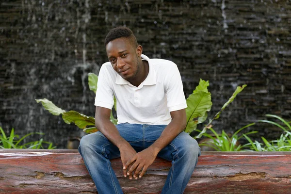 Portrait Young African Man View Garden Nature Outdoors —  Fotos de Stock