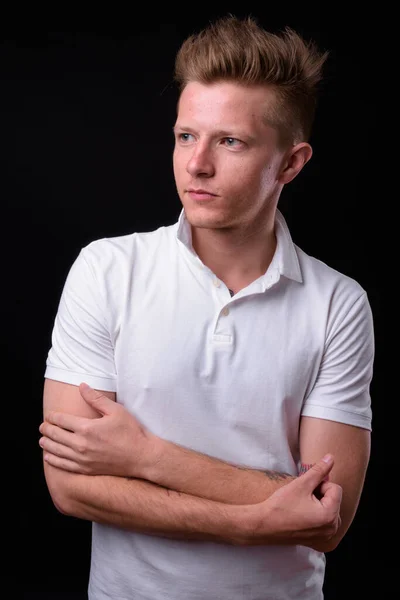 Studio Shot Rebellious Man Punk Rocker Black Background — Stok fotoğraf