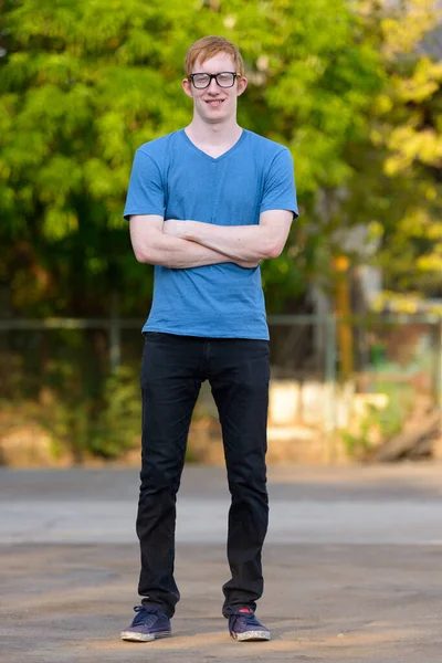 Portrait Man Red Hair Relaxing Park Outdoors — Stockfoto