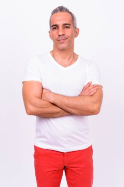 Farsça yakışıklı beyaz arka plan stüdyo çekim