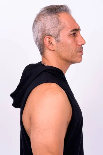 Studio Shot Handsome Persian Man Ready Gym White Background — Φωτογραφία Αρχείου