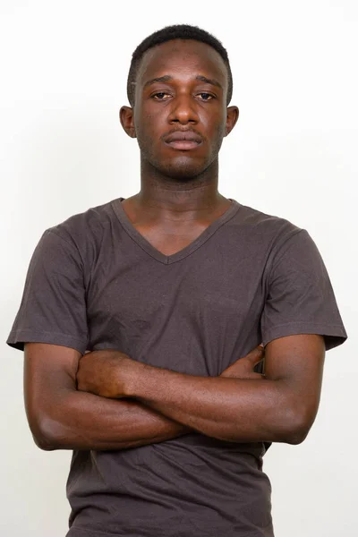 Studio Shot Young African Man Isolated White Background — Stock Photo, Image