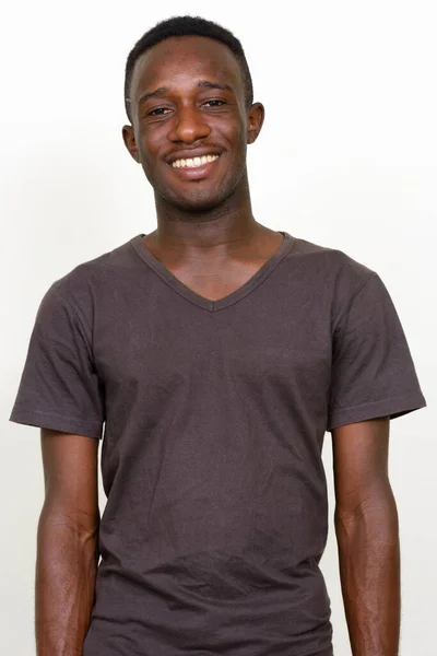 Студийный Снимок Молодого Африканца Белом Фоне — стоковое фото