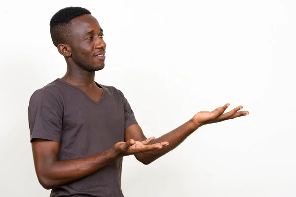 Estudio Joven Africano Aislado Sobre Fondo Blanco — Foto de Stock