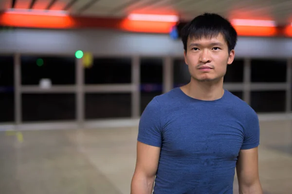 Portrait Young Chinese Man Subway Station City — Stok fotoğraf