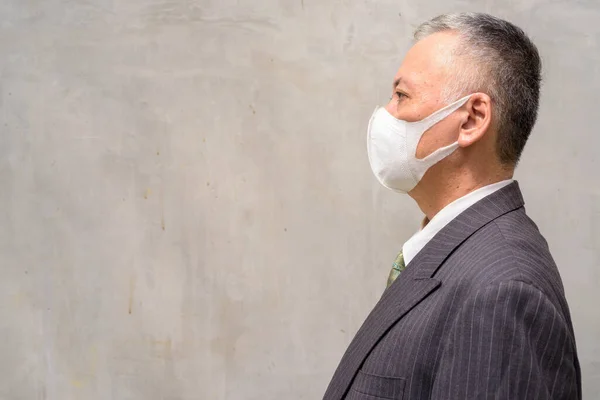 Portrait Homme Affaires Japonais Mature Avec Masque Pour Protection Contre — Photo