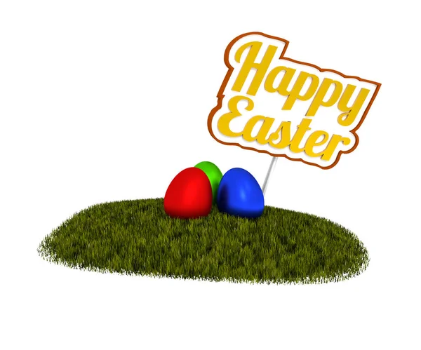 Happy Easter znak z kolorowych jaj — Zdjęcie stockowe