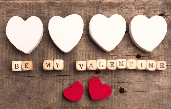 Be my valentine on wooden dices — Stock Photo, Image