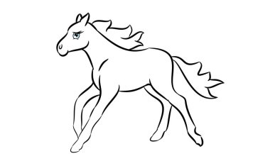 Sevimli at çizgi çizme