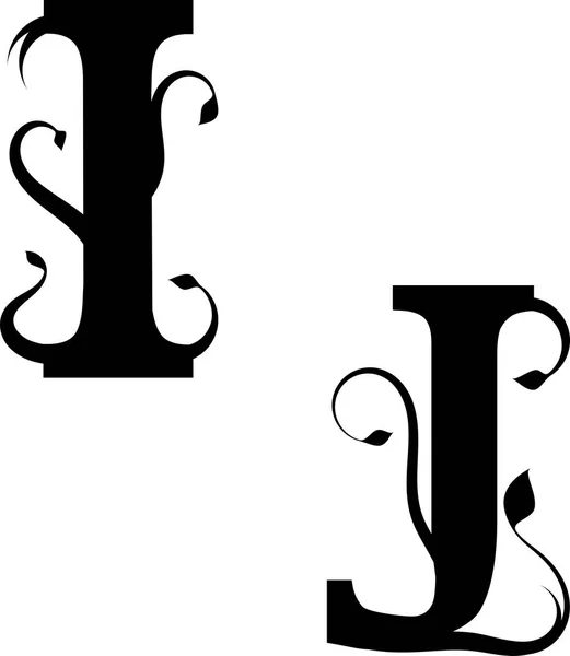 Floral Letters I en J — Stockvector