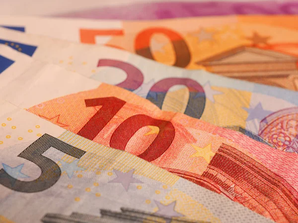 Eurosedlar på nära håll — Stockfoto