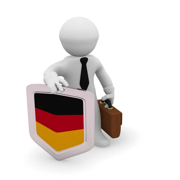 Alman rozetli 3D karakter — Stok fotoğraf