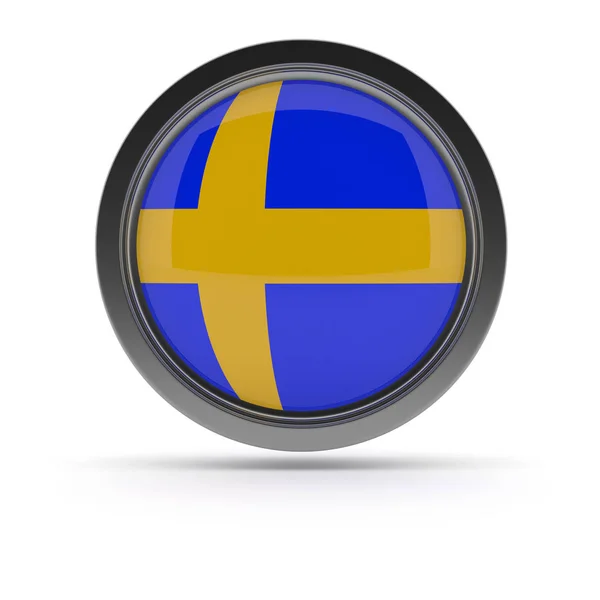 Steel badge with Swedish flag — Stock Photo, Image