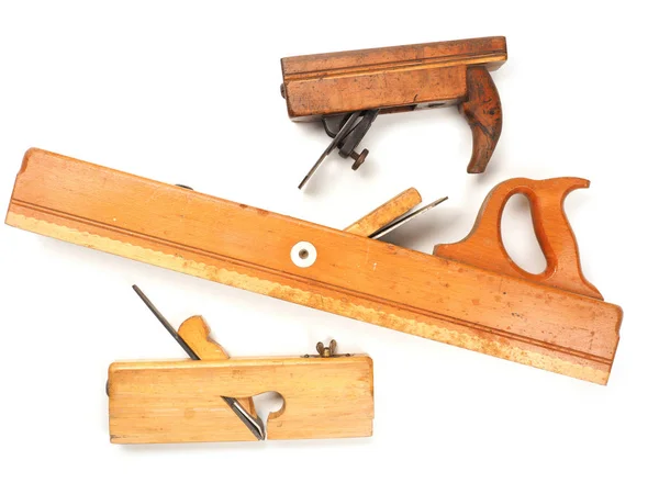 Beyaz eski kullanılan ahşap uçakta