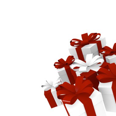Kırmızı ve beyaz hediye kutuları
