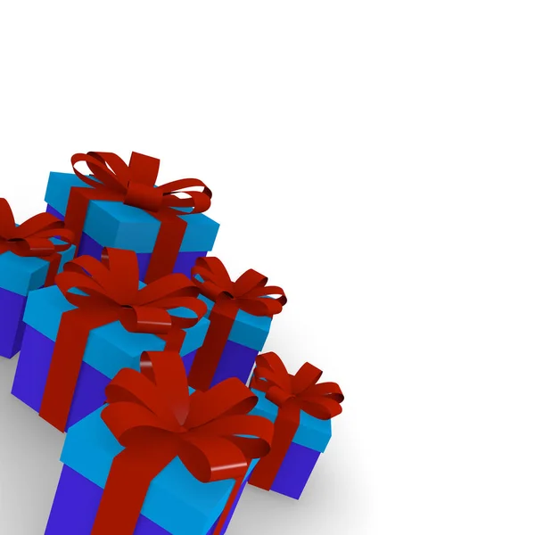 Червоно-сині подарункові коробки — стокове фото