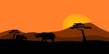 Afrika günbatımı illüstrasyon