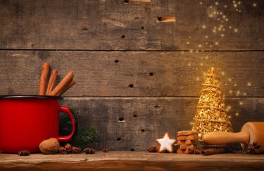 Yıldız şekilli kurabiye ile Noel arka plan