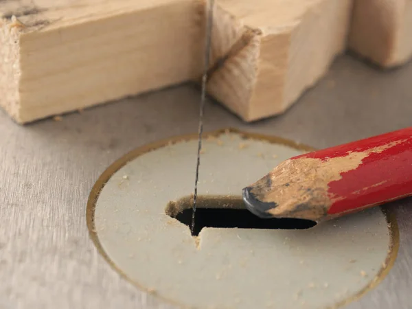 Wood working with a scroll saw — Stock Photo, Image