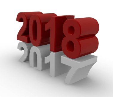 Yeni yıl 2018 kavramı 3d görüntü
