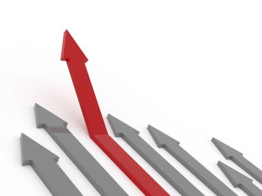 Beyaz üzerine kırmızı yükselen ok