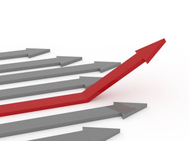 Beyaz üzerine kırmızı yükselen ok