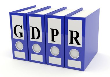 Beyaz, 3d Render mavi klasör ile Gdpr