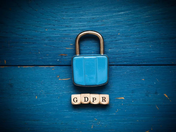 GDPR koncepció kép rusztikus kék fa — Stock Fotó