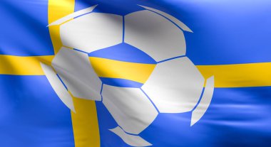 İsveç bayrağı ile bir futbol topu simgesi