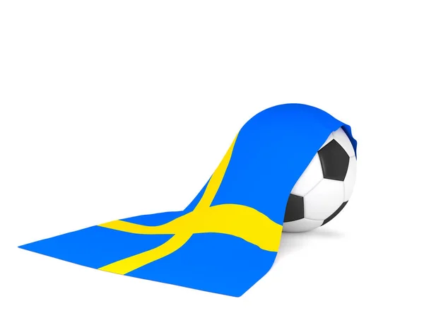 Bola de futebol com a bandeira da Suécia — Fotografia de Stock