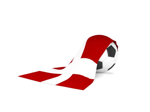 Μπάλα ποδοσφαίρου με τη σημαία της Δανίας — Φωτογραφία Αρχείου