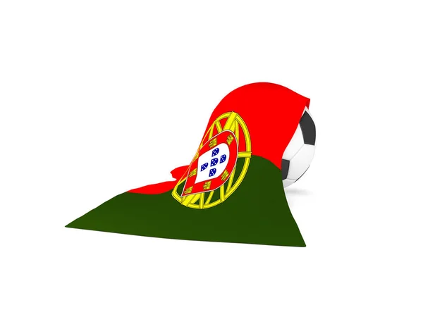 Fotbalový míč s vlajkou Portugalska — Stock fotografie