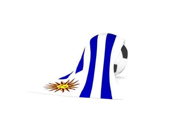 Fußball mit der fahne von uruguay — Stockfoto