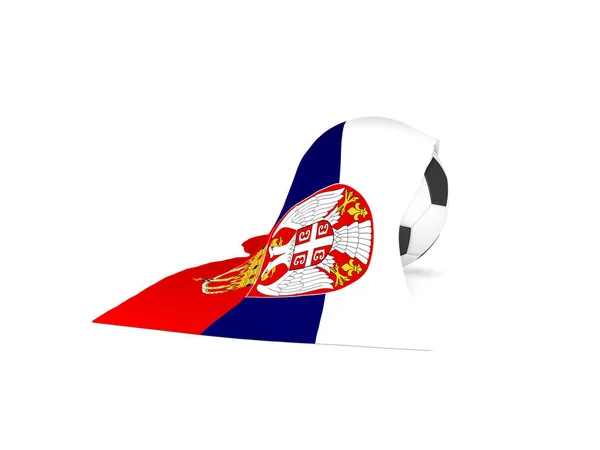 Ballon de football avec le drapeau de Serbie — Photo