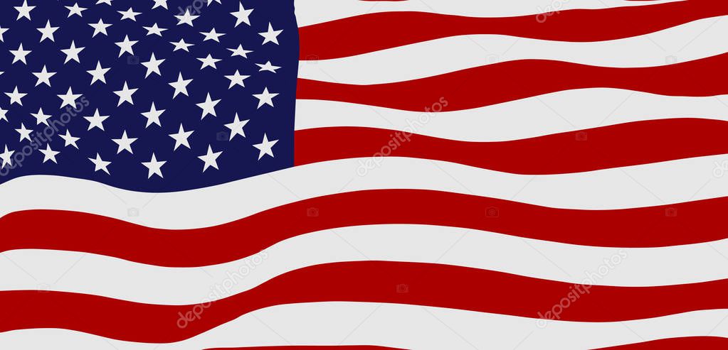 Waving flag of the United States of America, vector illustration