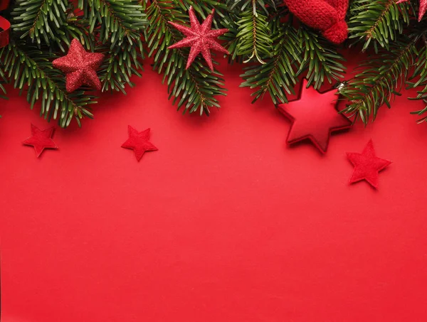 Traditional Christmas background in red — Stock Photo, Image